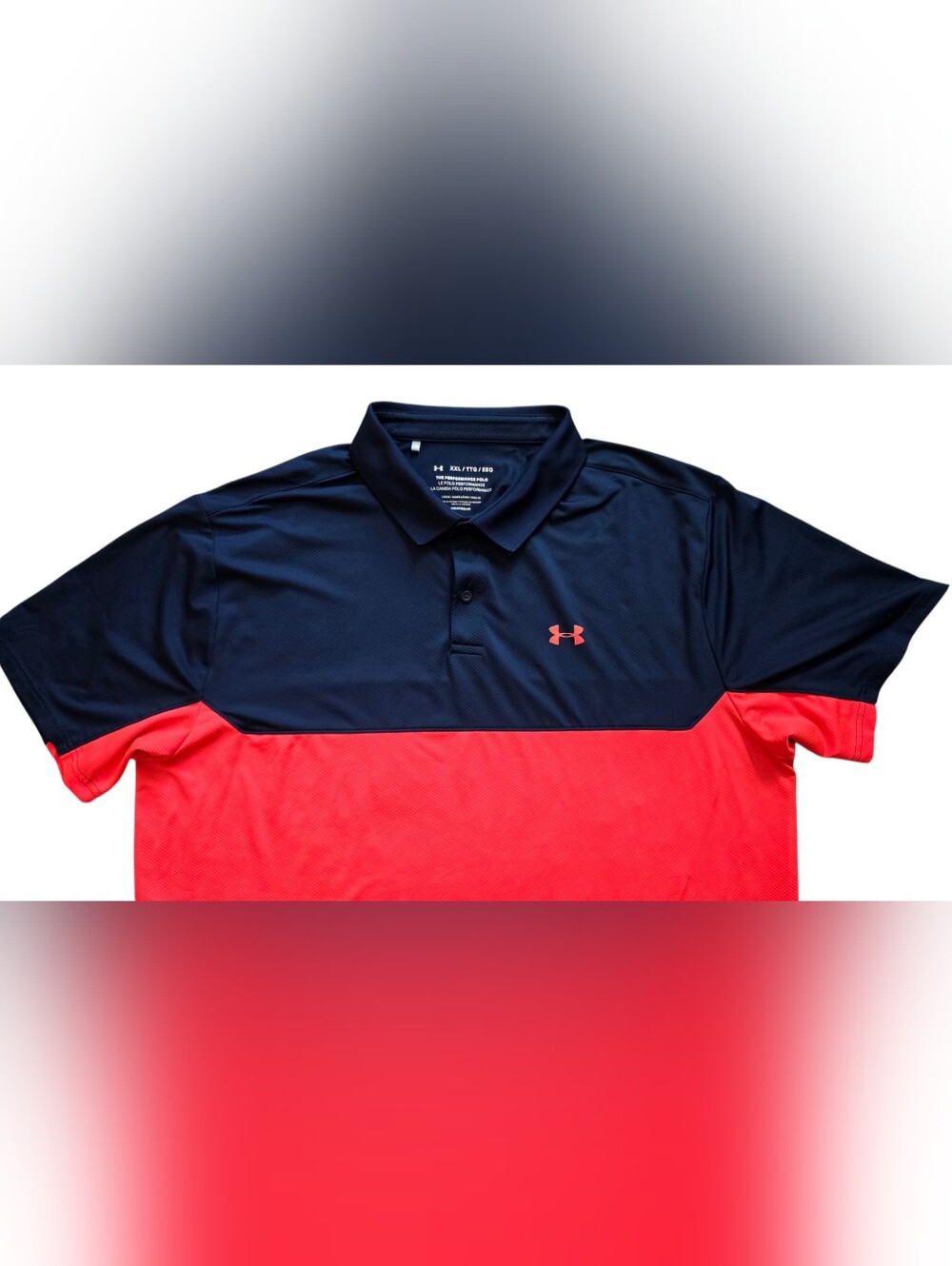 Under Armour 2XL Navy Pink Colorblock Short Sleeve Performance Polo XXL Golf - Picture 3 of 7
